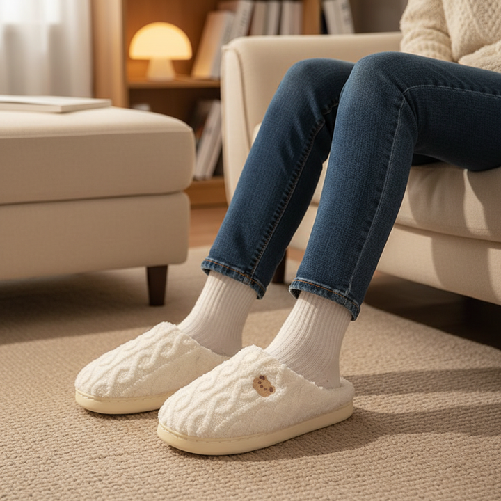 Plush pink women's fleece-lined fluffy slippers, ideal for cozy indoor comfort.