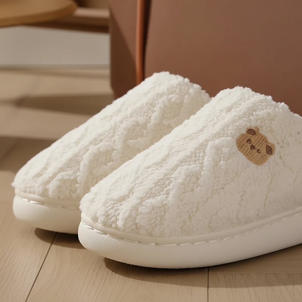 Cozy Tinsel women's fluffy slippers in a dark color, perfect for cold weather.