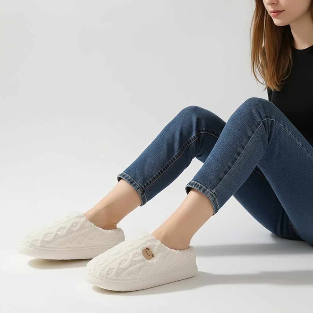 Comfortable women's indoor shoes, fleece-lined and plush for ultimate warmth.