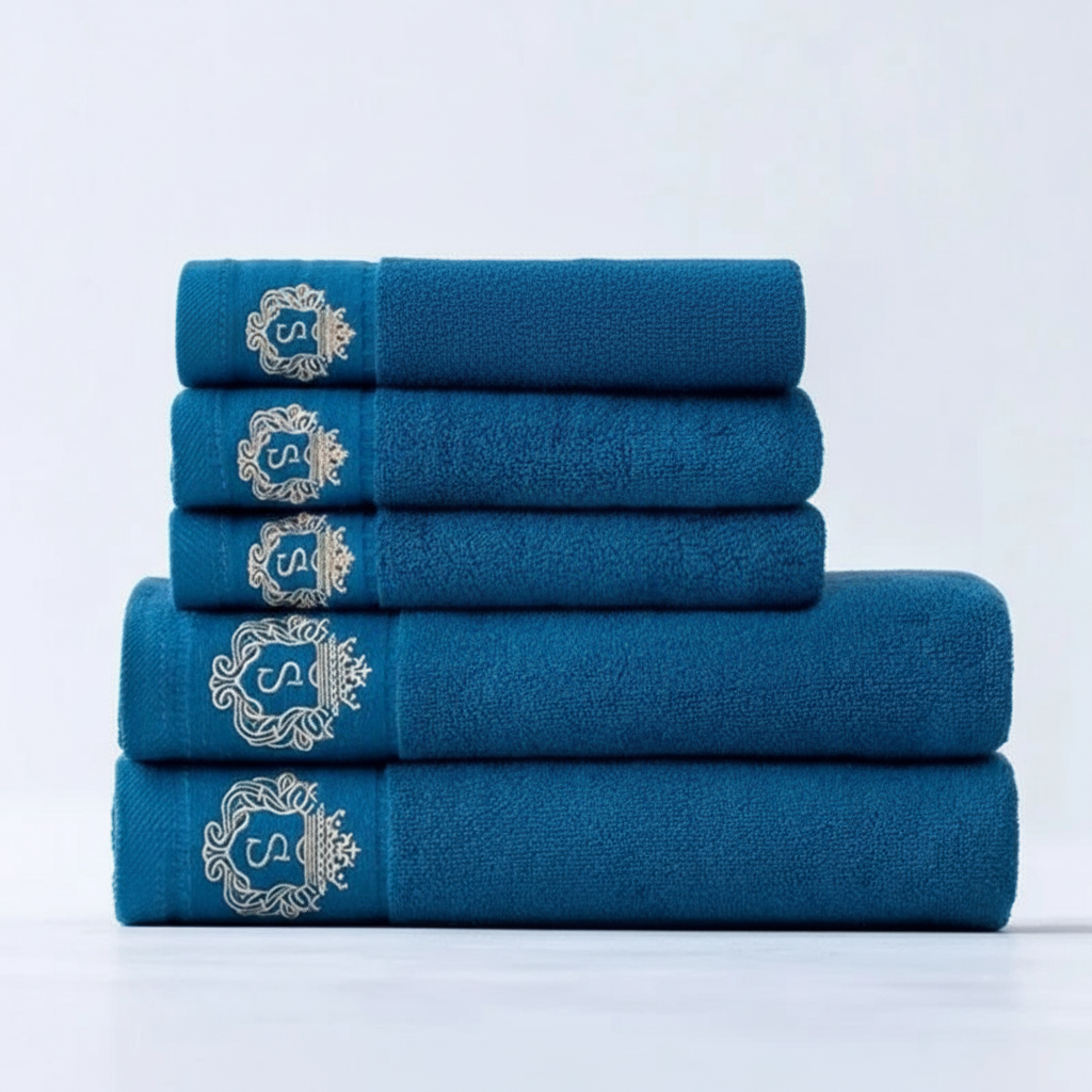 Folded Quick-Dry Bath and Hand Towel Set, neatly stacked, essential home linen