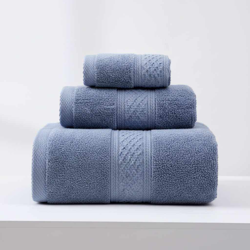 Close-up of a RelaxWrap plush cotton bath towel showing its absorbent texture and quality