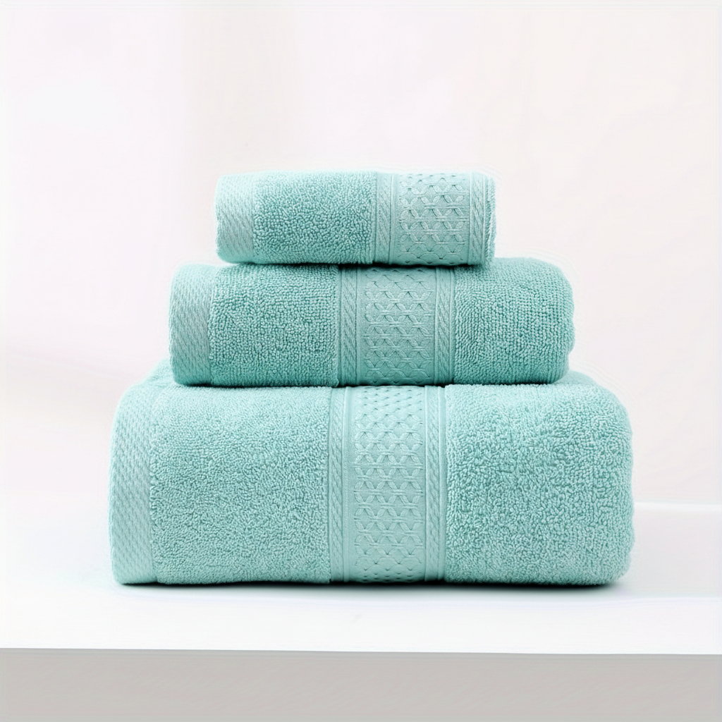 Person drying off with a RelaxWrap plush absorbent cotton bath towel after a shower