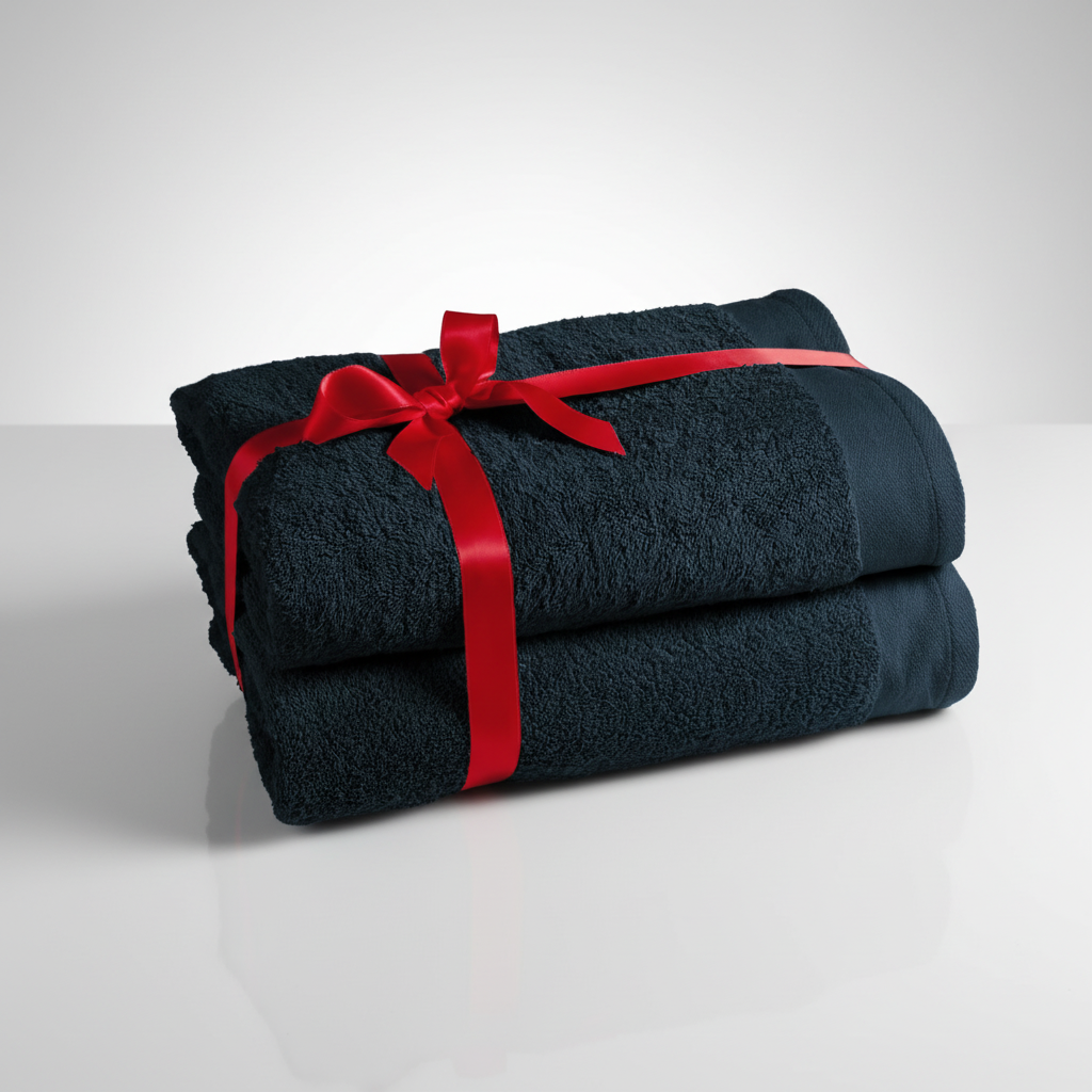 Elegant terry cloth towel set, two pieces, soft and absorbent cotton for a home spa or bathroom