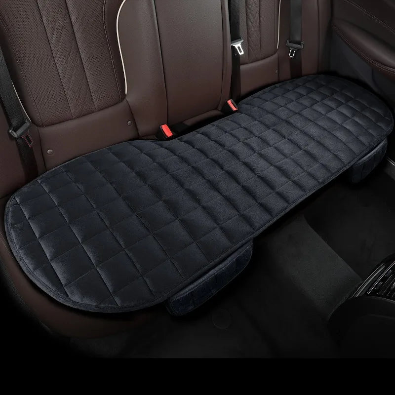 Elegant black unisex car backseat cushion, enhancing travel comfort & protecting your vehicle seats.