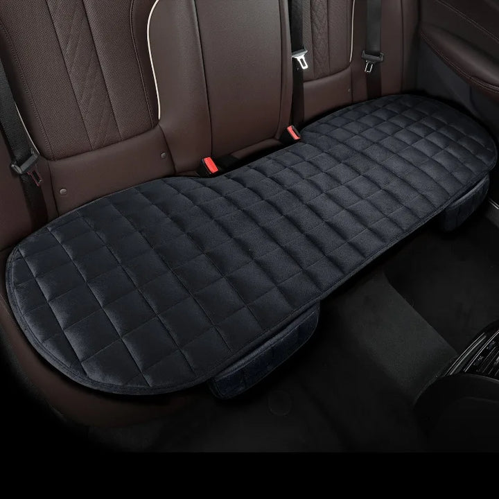 Elegant black unisex car backseat cushion, enhancing travel comfort & protecting your vehicle seats.