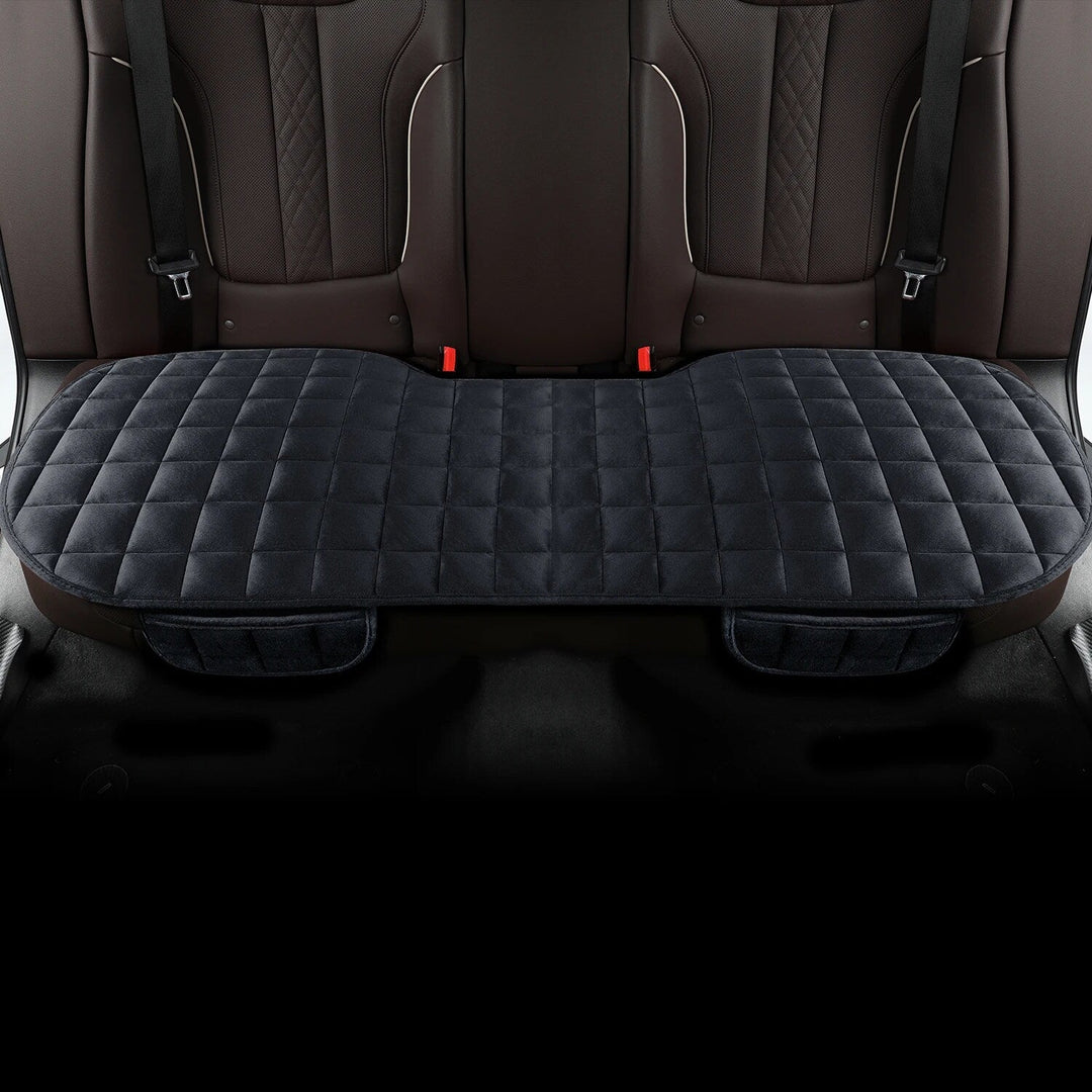 Durable unisex car backseat cushion, a plush seat protector for family travel comfort & vehicle care.