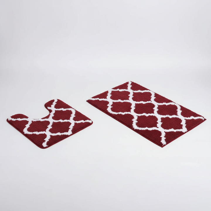 Washable microfiber bath mat duo in a neutral tone, offering soft comfort and quick-dry features.
