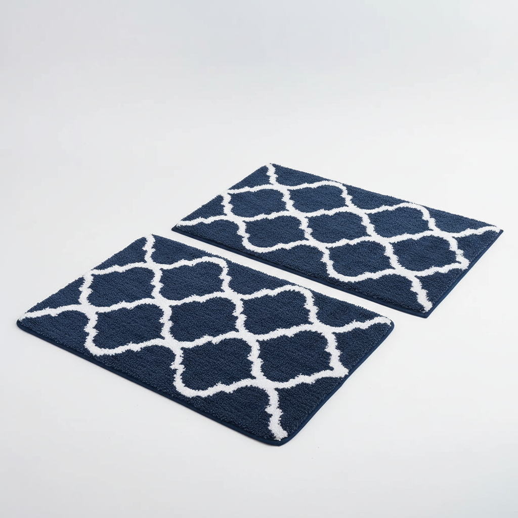Elegant unisex microfiber bath mat set, perfect as a non-slip bathroom rug for any home.