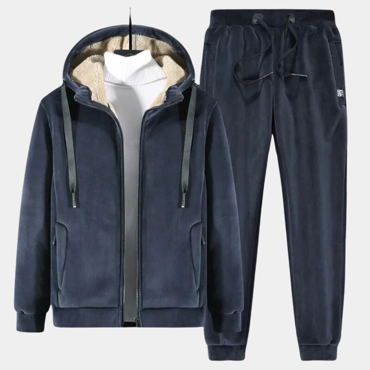 Plush unisex two-piece comfort loungewear set in soft cotton blend, ideal for cozy relaxation & home wear.