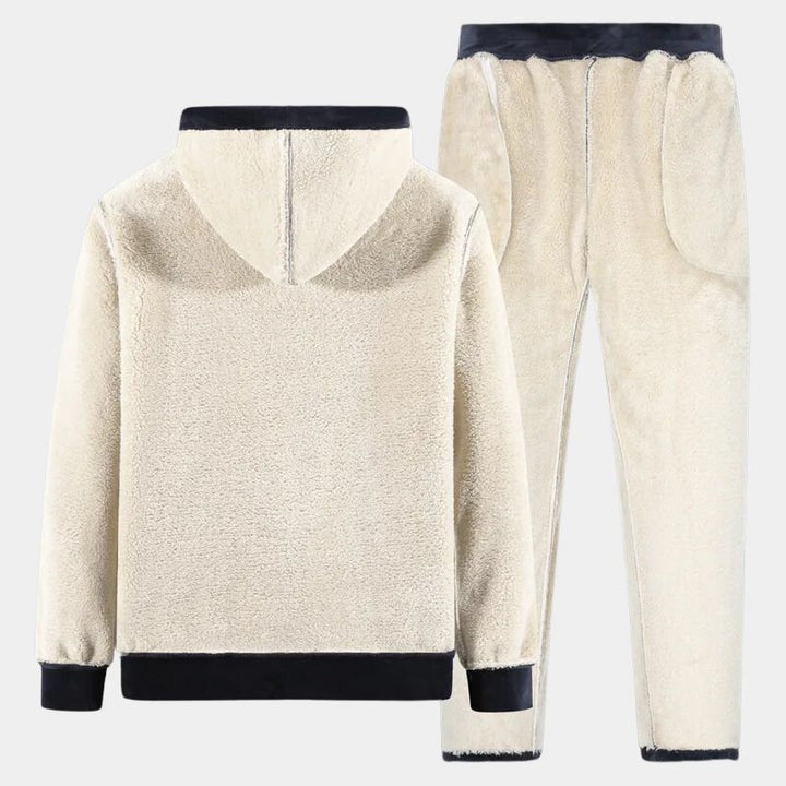 Comfortable plush two-piece loungewear set for unisex. Cozy fleece-lined cotton blend, perfect for home & casual wear.