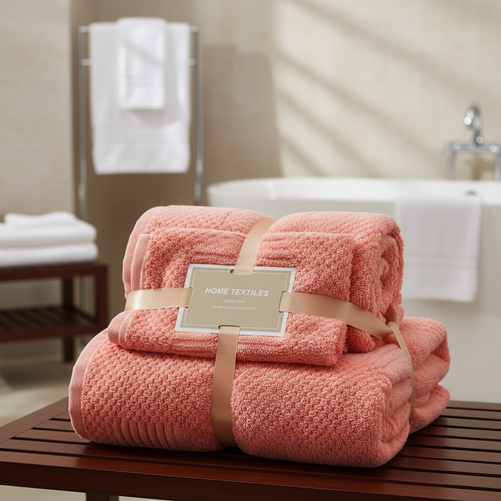 Plush velvet coral fleece 2-piece towel set, ComfortSet for unisex use, highly absorbent bath & face towels