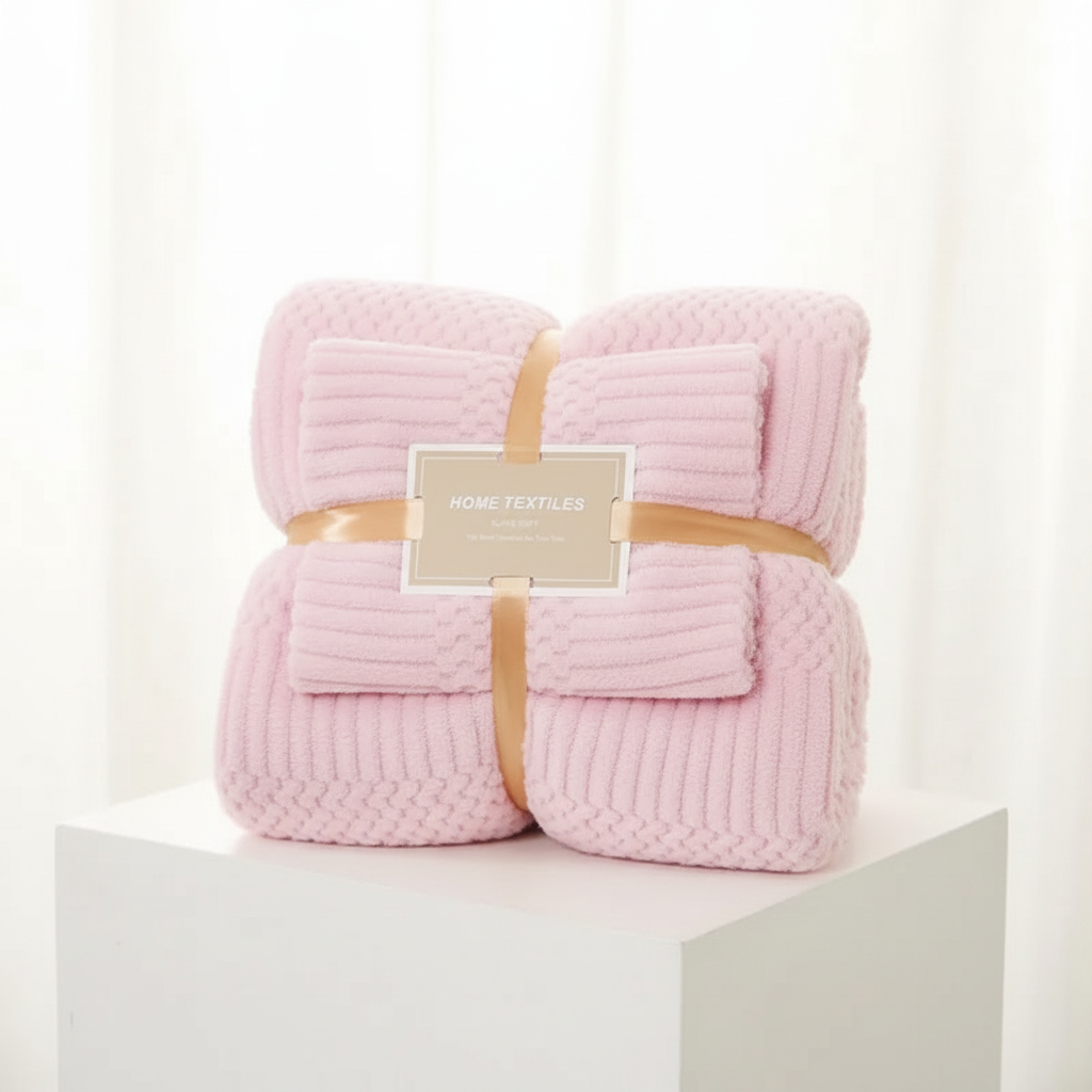 Unisex velvet 2-piece towel set, ComfortSet, showcasing a neatly folded, highly absorbent bath towel