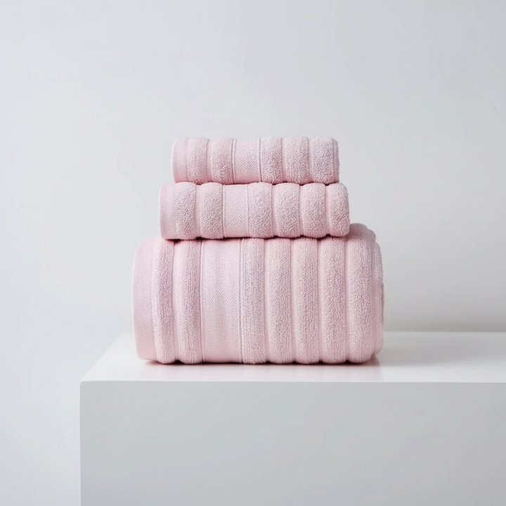 Soft, absorbent 100% cotton indulgent towel set by CottonDream, ideal for everyday use in any luxury bathroom