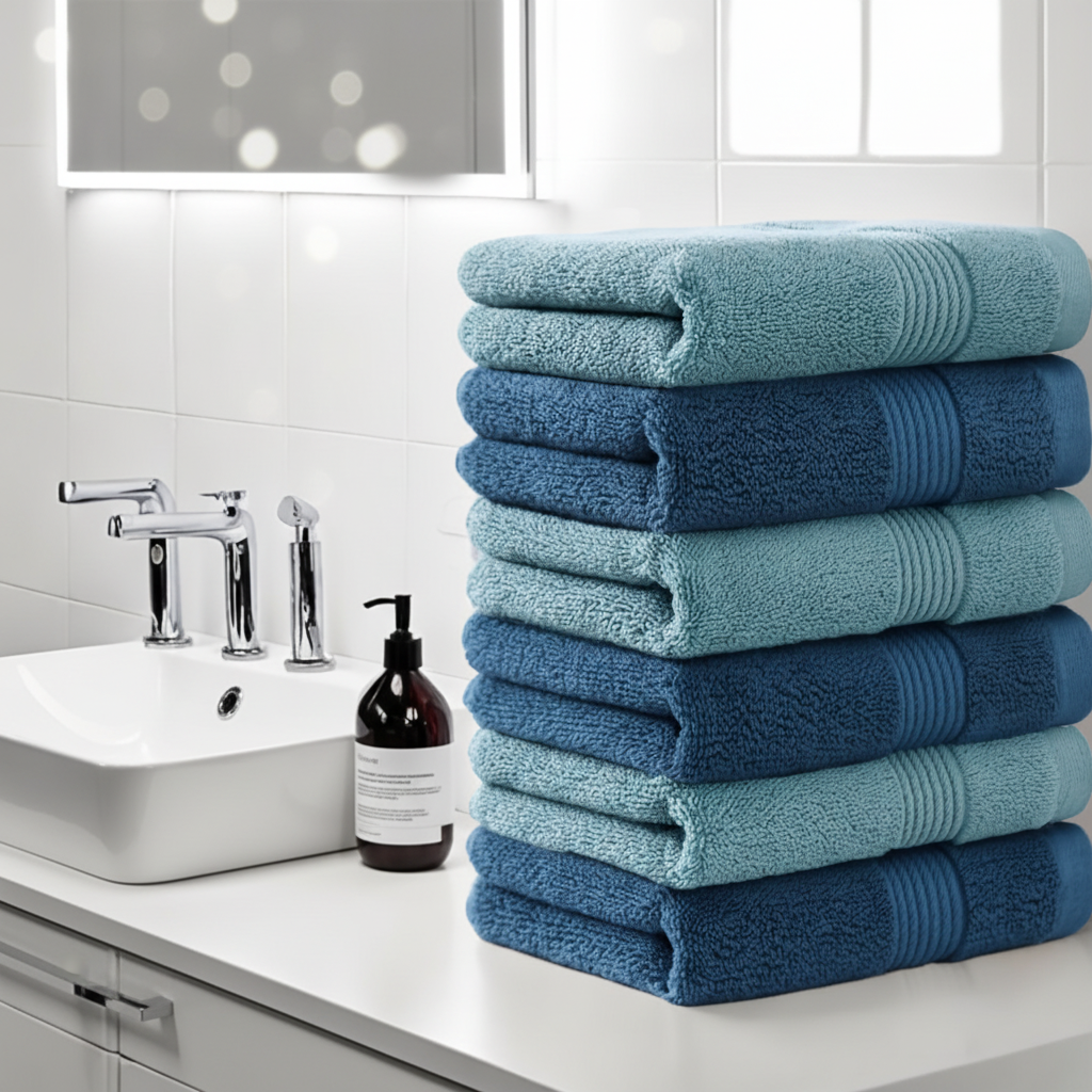 Plush white 6-piece cotton towel set for a luxurious bathroom experience, ultra-soft and absorbent luxury bath linens