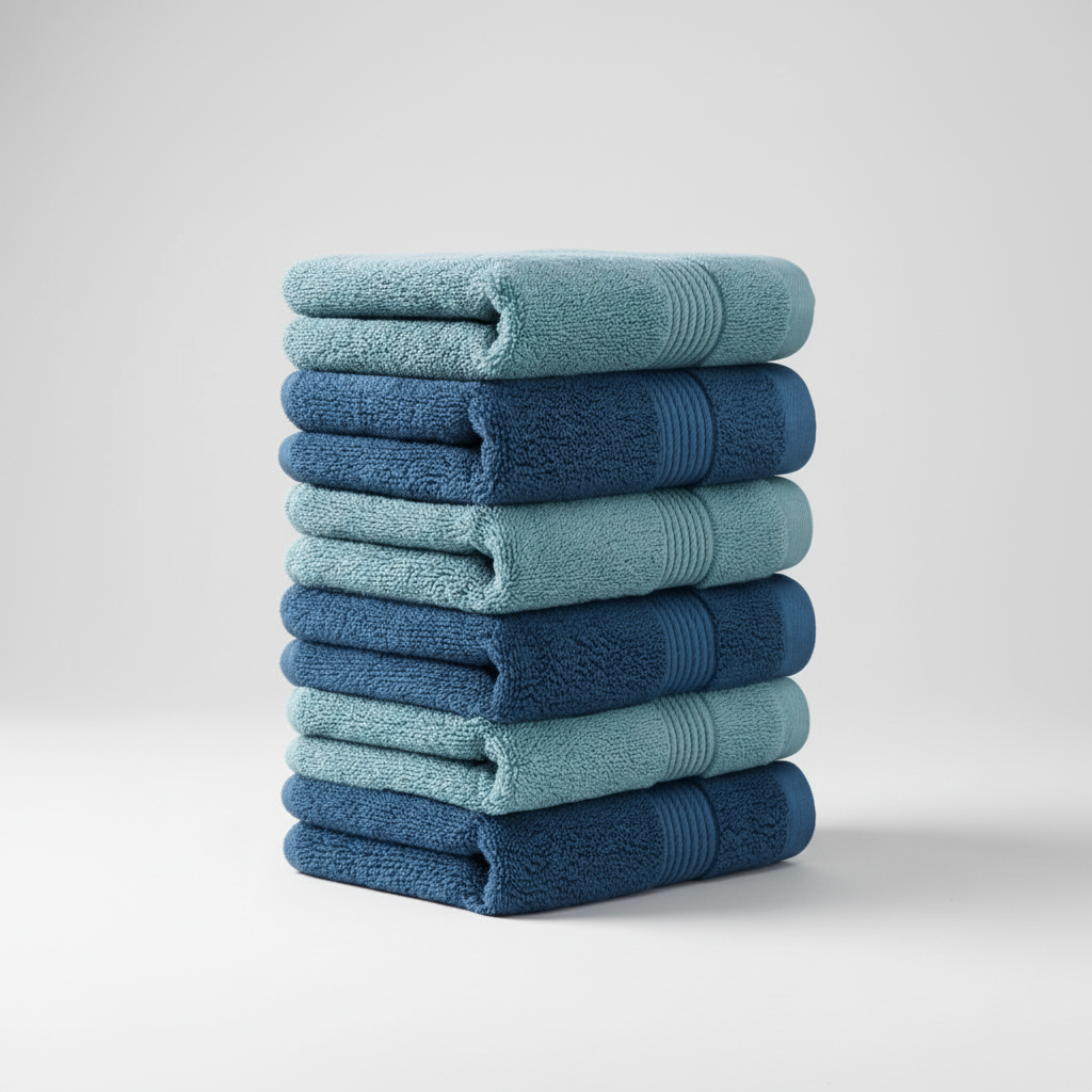 Close-up of a folded soft cotton bath towel from the 6-piece set, highlighting its plush texture and absorbency