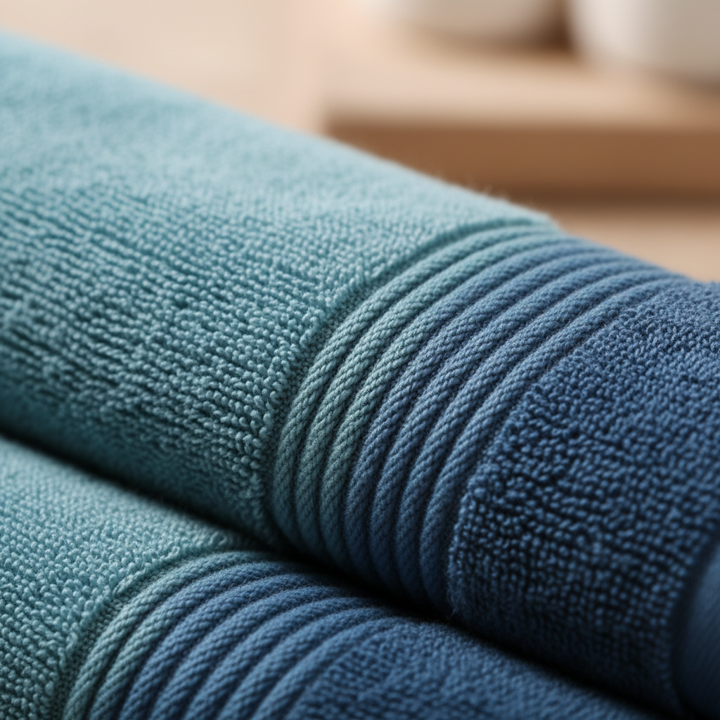 Stylish gray 6-piece cotton towel set arranged neatly, perfect for modern home decor and guest bathrooms