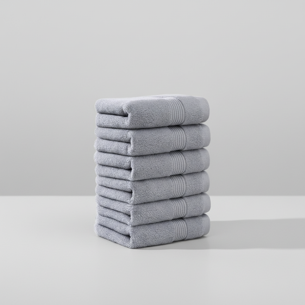 Vibrant blue 6-piece cotton towel set, ideal for adding a pop of color while providing soft, absorbent bath essentials