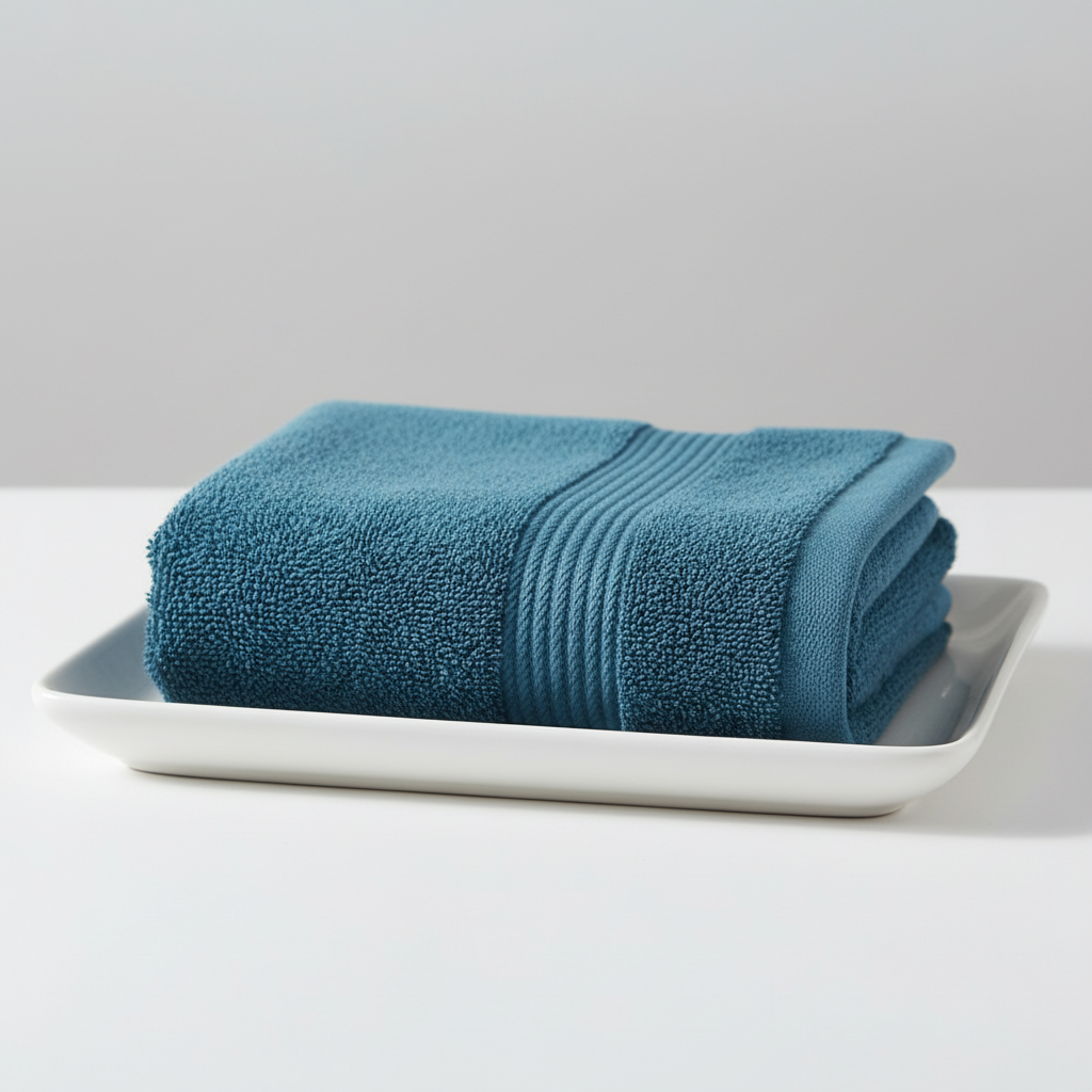 Detail of the looped texture of a premium soft cotton towel from the 6-piece set, emphasizing its quality