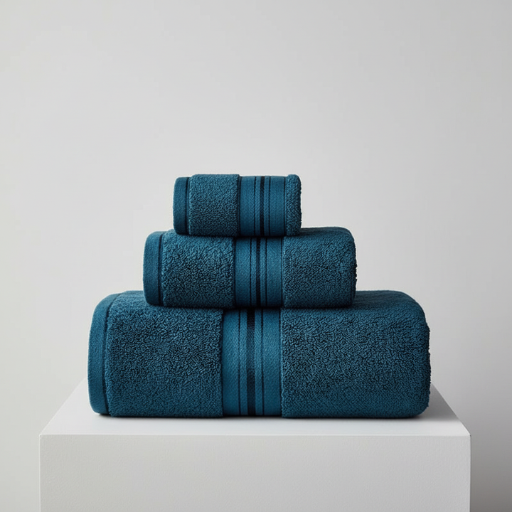 Soft cotton absorbent towel set in light grey, perfect for comfortable bath linen