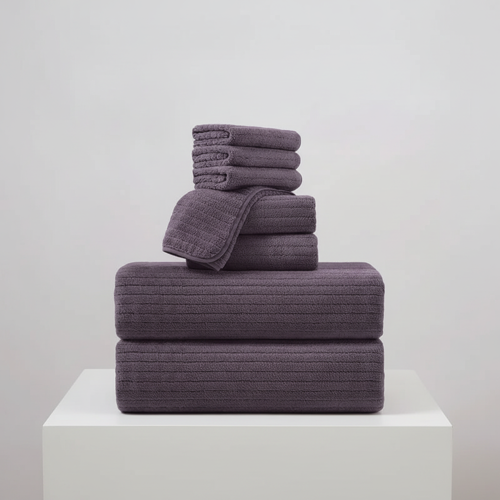 Elegant quick-dry terry bath towel set, soft and highly absorbent, a luxurious home essential.