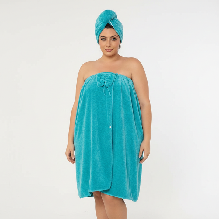 Warm women's plush bathrobe, thick and comfortable loungewear, ideal for home or spa