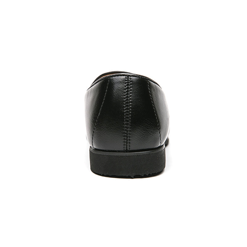 Smart men's formal black tassel loafers, easy slip-on design for modern fashion & comfort.