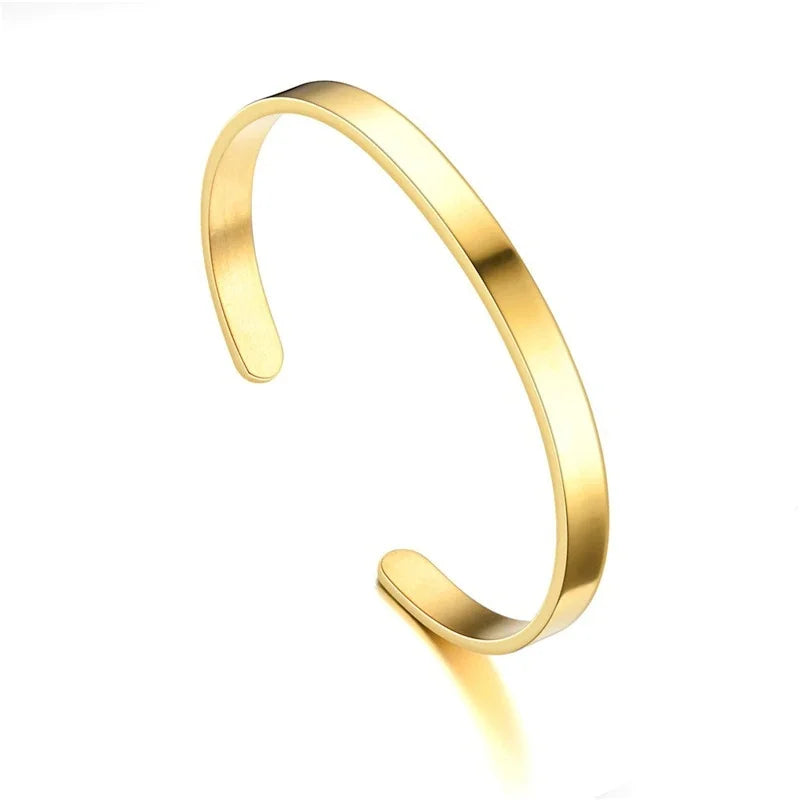 Men's minimalist stainless steel cuff bracelet, a modern and elegant piece of men's jewelry.