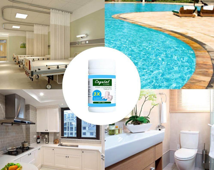 Bottle of Pool & Spa Water Clarifying Tablets. Effective water clarifier for clean pool & spa water.