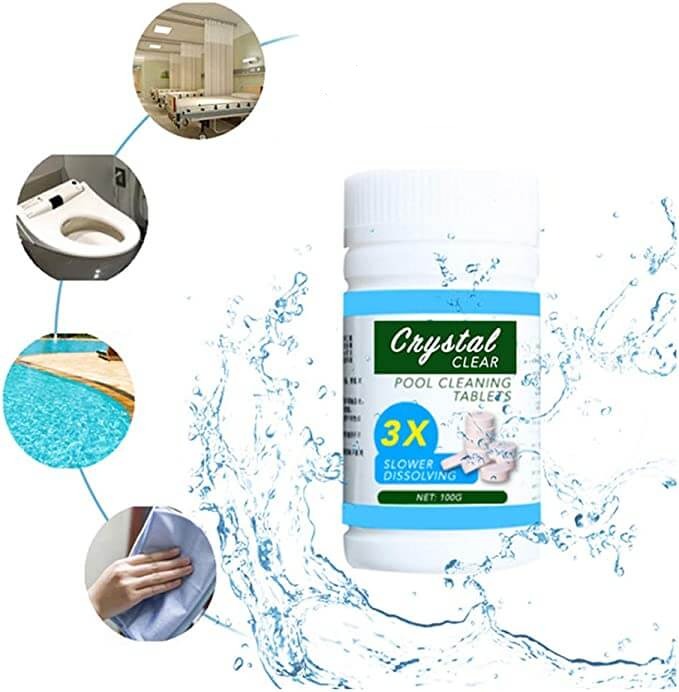 Essential pool care clarifying tablets for maintaining pristine pool & spa water clarity. Water treatment.