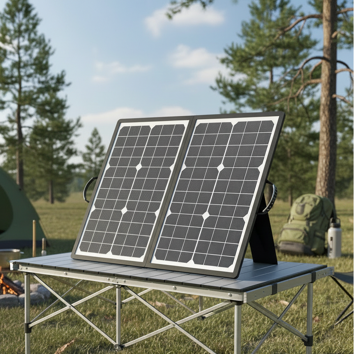 Portable 1000W solar panel charger for outdoor power. High-efficiency monocrystalline design with multi-port output.