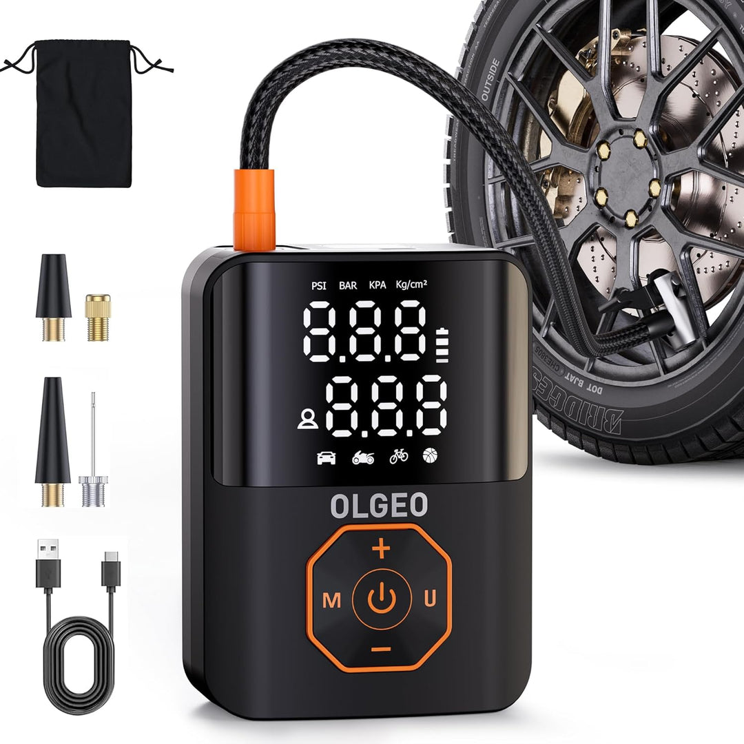 Portable 18000mAh air compressor for vehicle tires, auto maintenance & motors