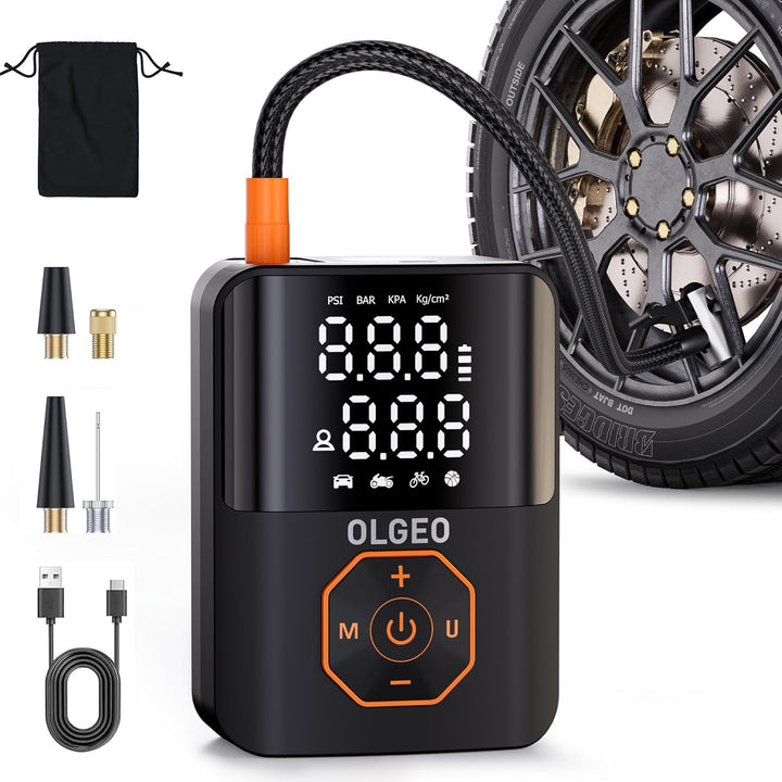 Portable 18000mAh air compressor for vehicle tires, auto maintenance & motors