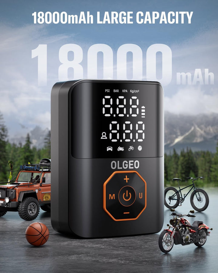 Durable 18000mAh bicycle & car tire compressor for quick inflation on the go