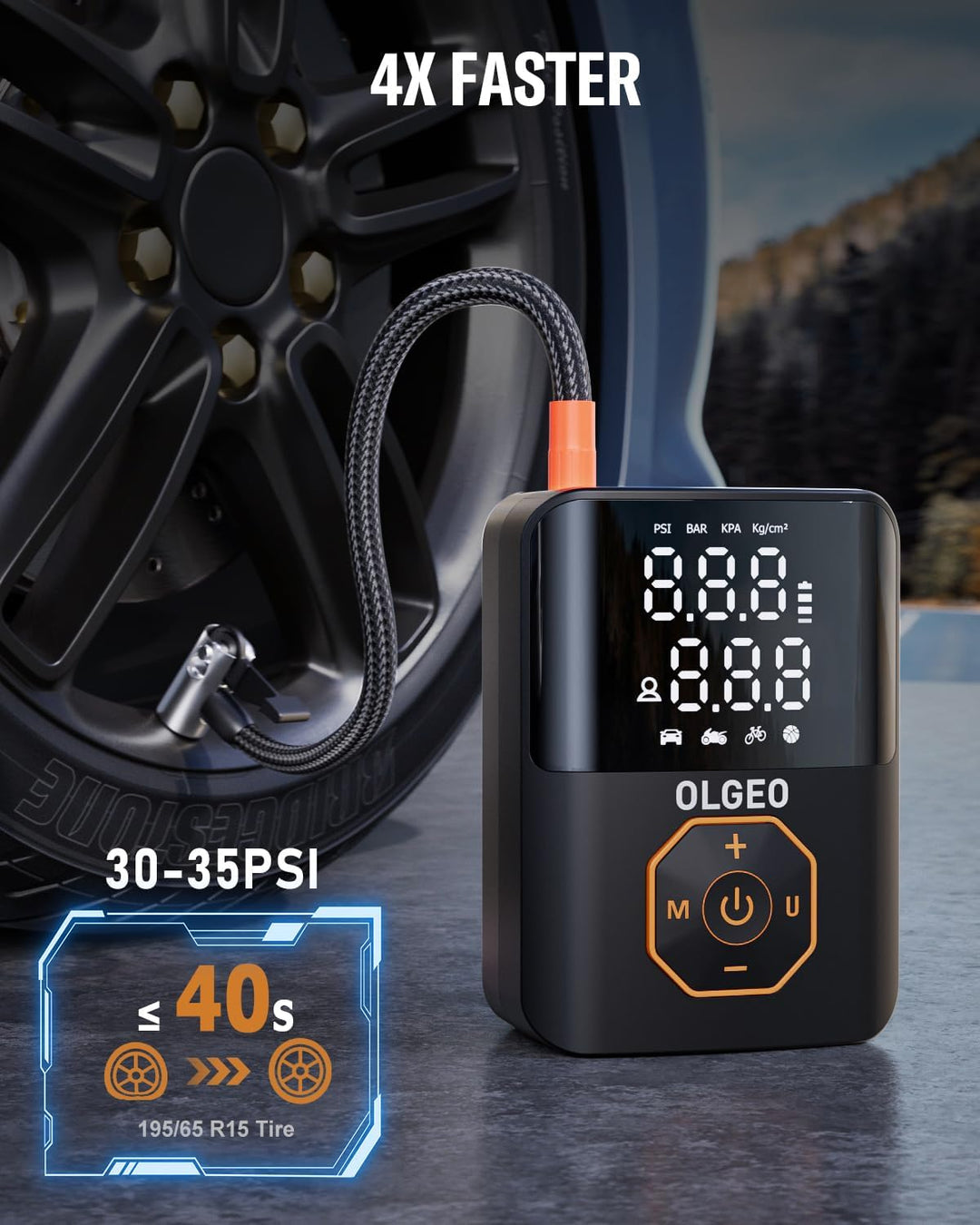 Versatile 18000mAh air pump, perfect for auto, moto & bike tire maintenance