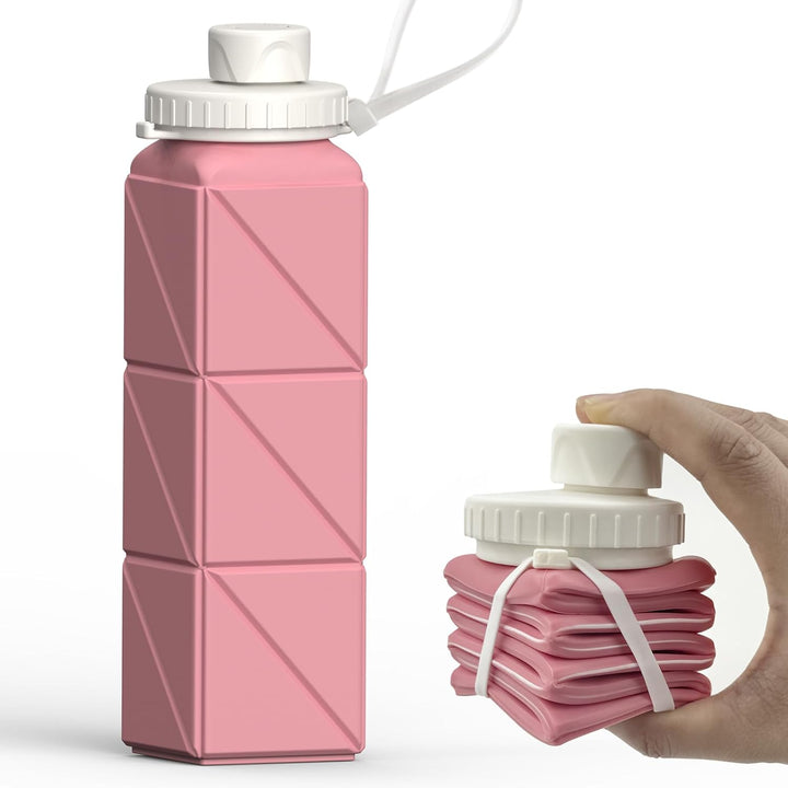 Compact 20 oz collapsible silicone water bottle for travel. Leak-proof & portable outdoor gear.