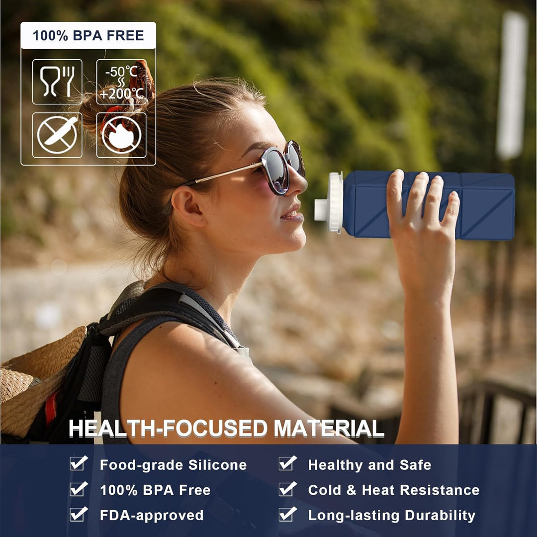 Adventure-ready 20 oz collapsible silicone water bottle. Leak-proof & portable outdoor hydration.