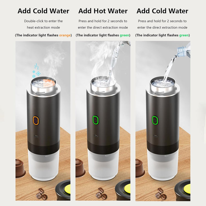 Rechargeable espresso maker, versatile 3-in-1 design, a must-have travel accessory