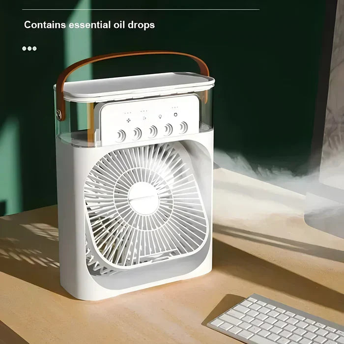 BreezeMaster Pro 3-in-1 personal air cooler, humidifier, and fan. Enjoy cool air with 7-color LED illumination.