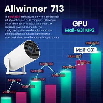 Portable 4K smart projector with remote, ideal for streaming & immersive movie nights.