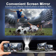 Mini 4K Android projector for seamless streaming, WiFi connectivity & outdoor cinema.