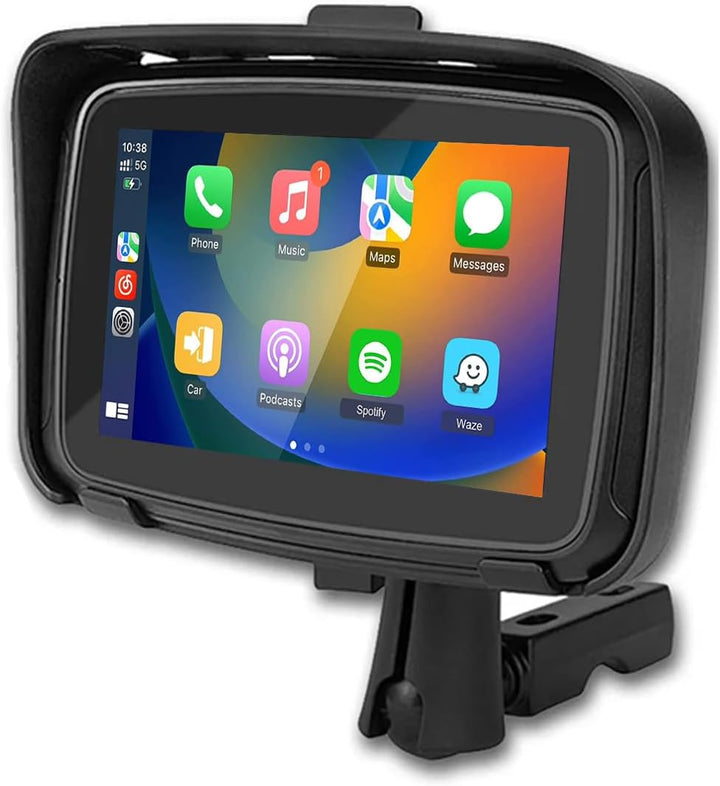 Portable 5-inch motorcycle monitor with CarPlay & Android Auto for navigation on rides