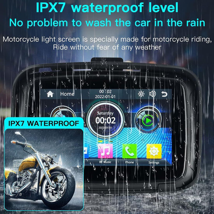 Gadget for motorcycles: 5-inch monitor offering CarPlay & Android Auto navigation features