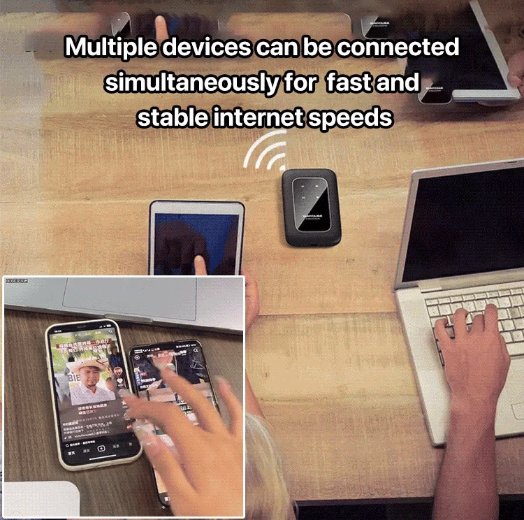 Sleek portable 5G WiFi hotspot, perfect for remote work & travel. Secure, high-speed mobile internet router.