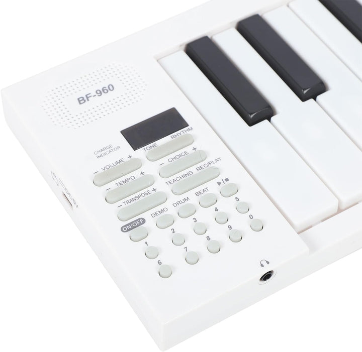 Top-down view of Meliora 61-Key portable digital piano, showcasing its sleek design and full keyboard layout