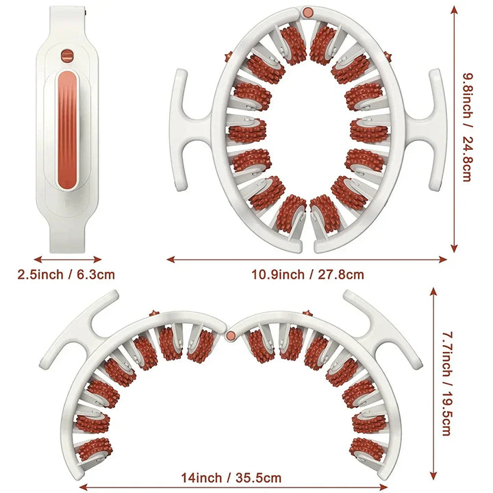 Compact self-massage acupressure roller for targeted muscle relief, reduces tension, enhances body wellness.