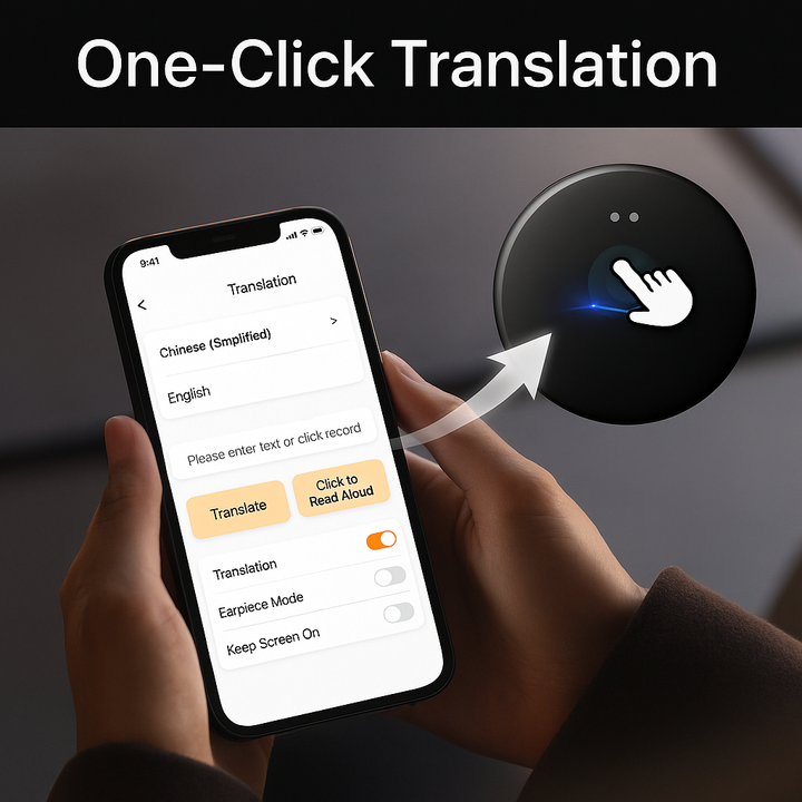 Compact AI language translator with voice recognition, ideal for travel and international communication