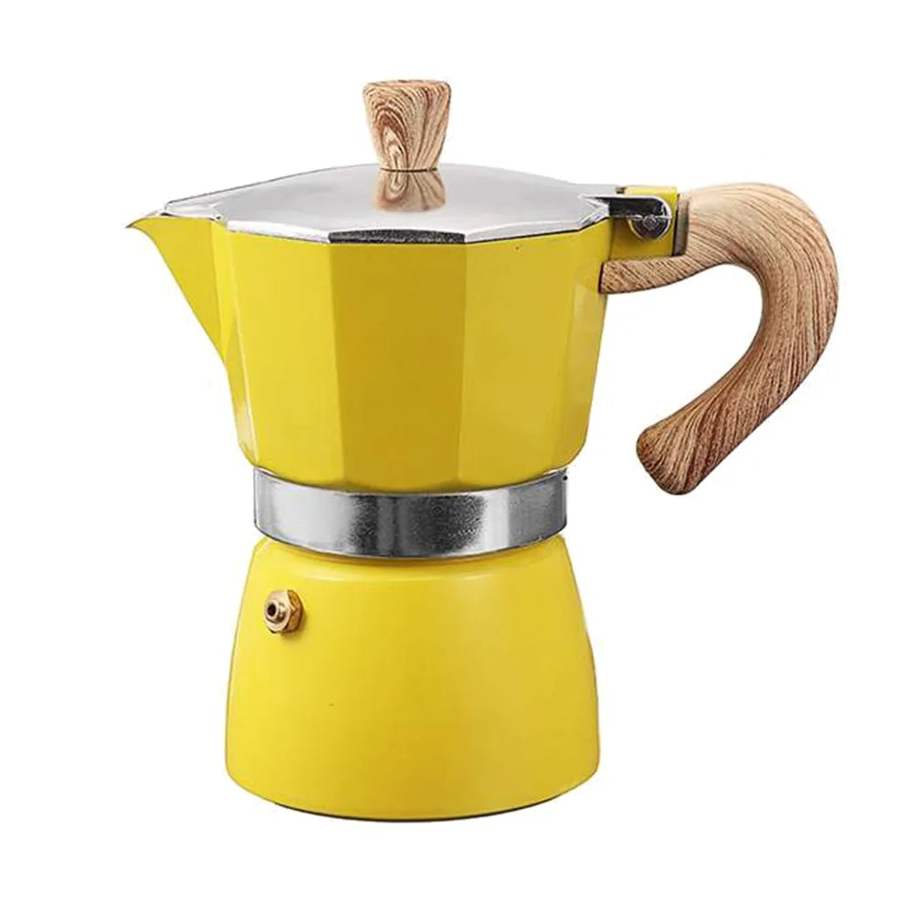 Manual espresso coffee maker, Moka pot style. Perfect for portable, authentic Italian coffee.