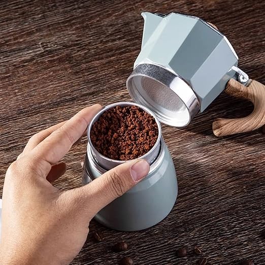 Travel-friendly aluminum espresso percolator. Brew strong Italian coffee on any stovetop.