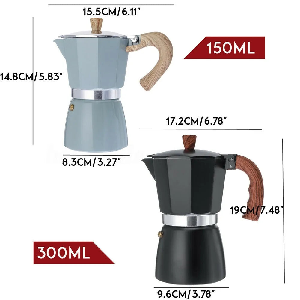 Manual brewing espresso percolator, compact and lightweight for easy travel coffee preparation.