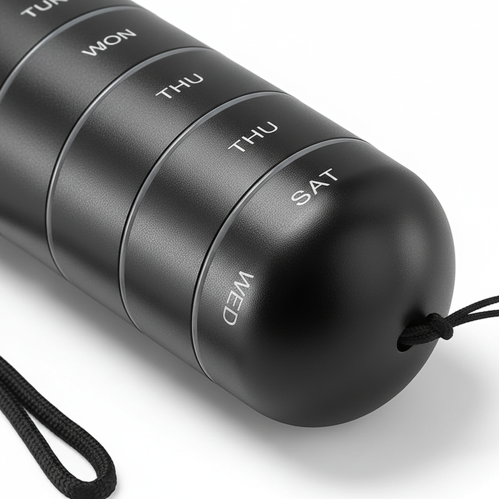 Compact aluminum pill case for daily reminders, perfect for on-the-go medication management